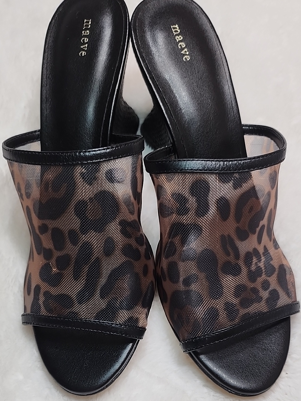 Anthropologie Maeve leopard print mesh mule wedge heels Size 7 - Picture 12 of 16